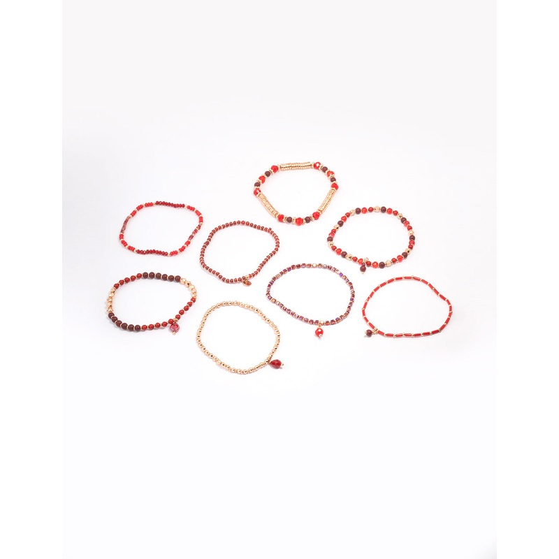 Red Multi Stone Adjustable Bracelet