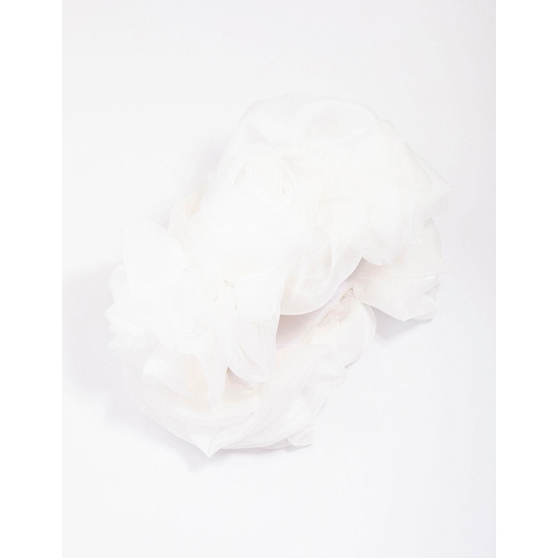 White Fabric Flower Hair Claw Clip