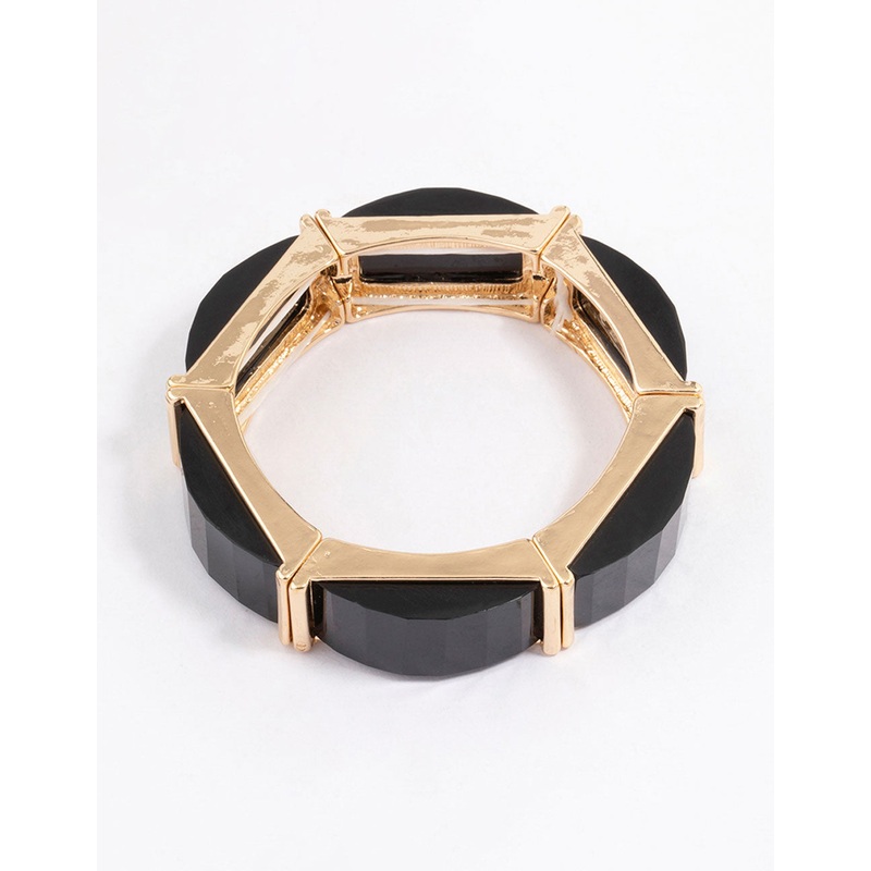 Black & Gold Rectangular Stretch Bracelet