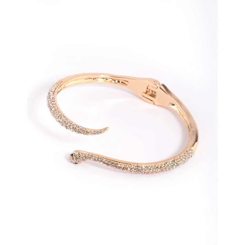 Gold Diamante Snake Hinge Bracelet
