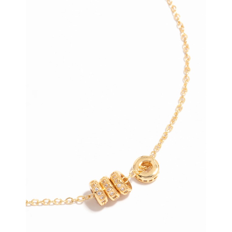 Gold Plated Cubic Zirconia Rondell Pendant Necklace