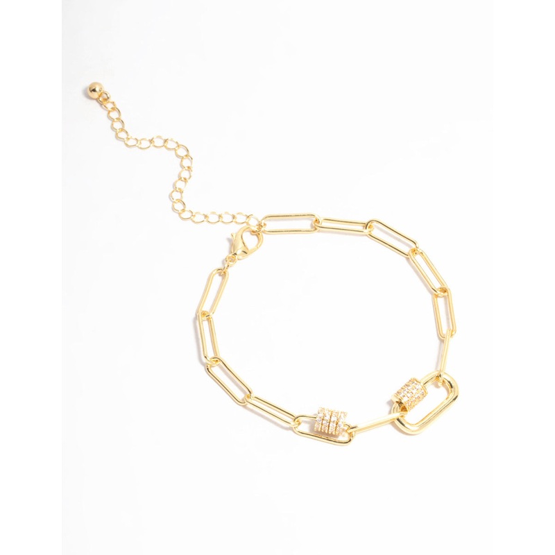 Gold Plated Mini Oval Rondell Link Bracelet