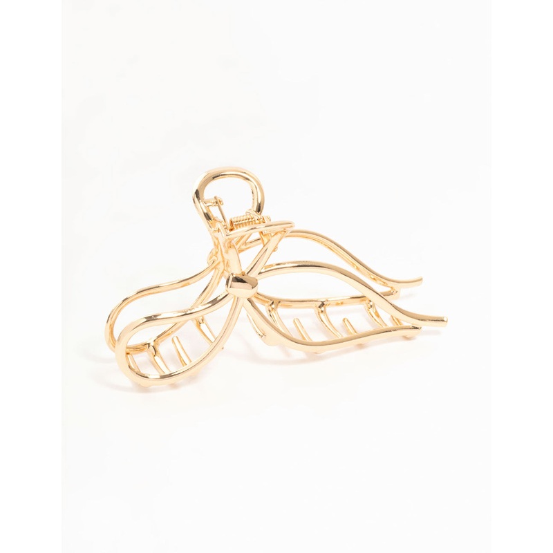 Large Gold Open Bow Claw Clip