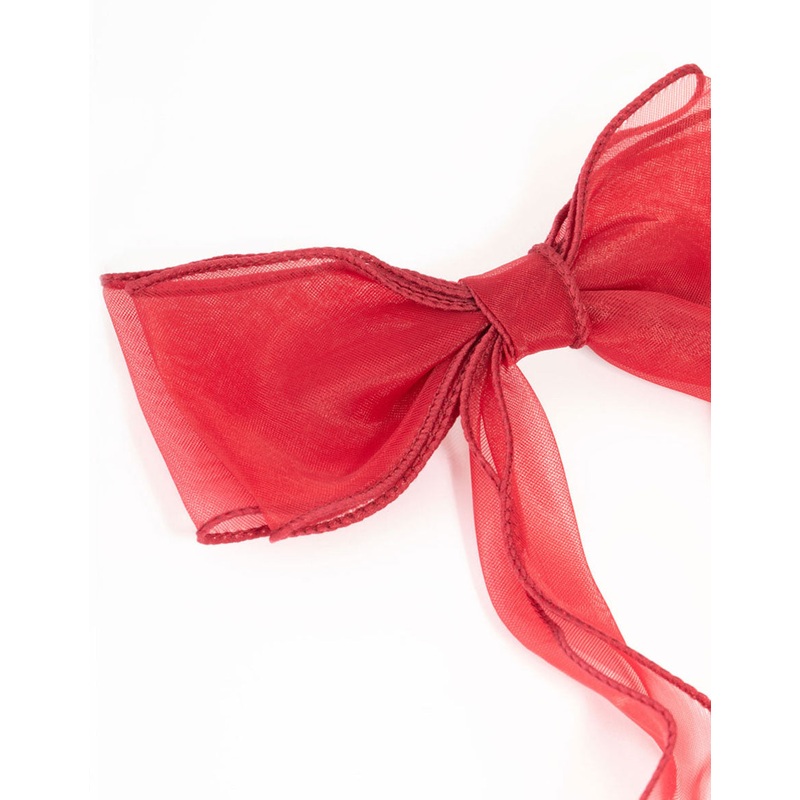 Red Organza Curly Bow Clip