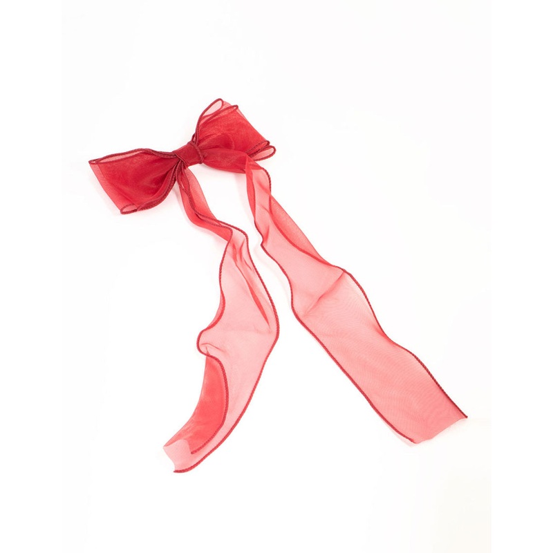 Red Organza Curly Bow Clip
