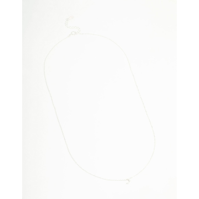 Sterling Silver Cubic Zirconia Moon Necklace
