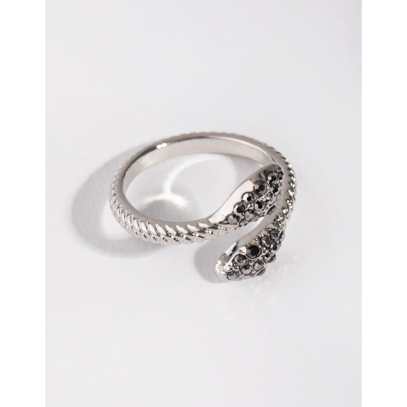 Gunmetal Crystal Snake Ring|SM|ML