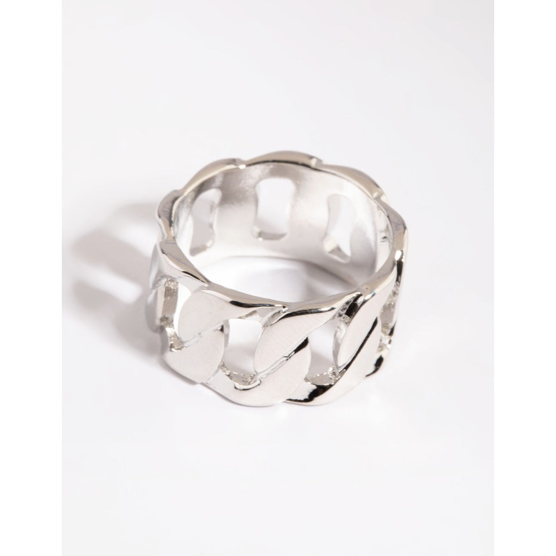 Rhodium Chain Link Ring|SM|ML