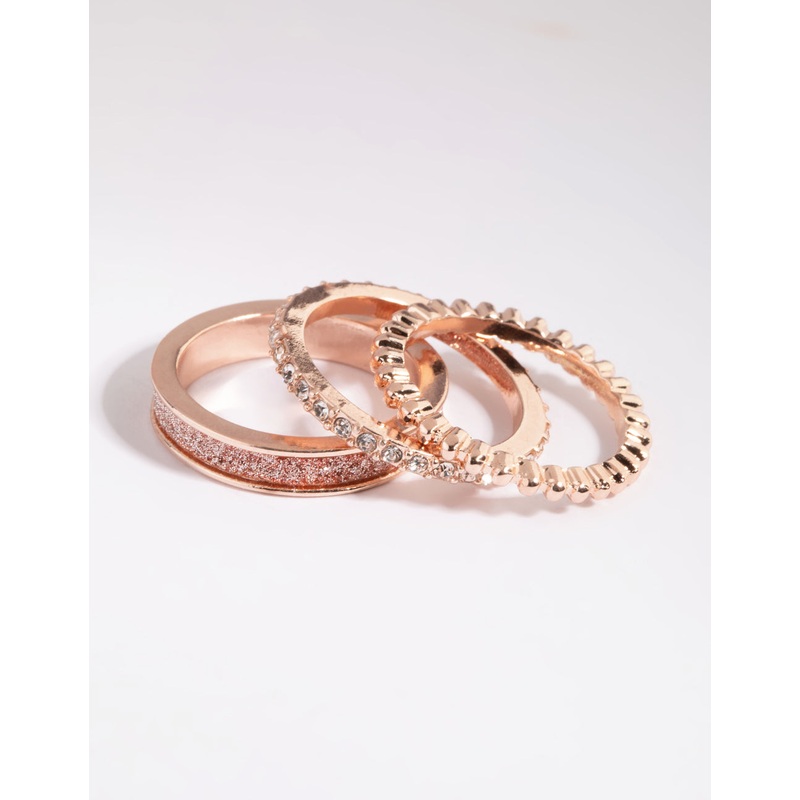Rose Gold Glitter Ring Stack Pack