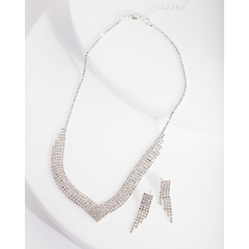 Silver Diamante Jewellery Set