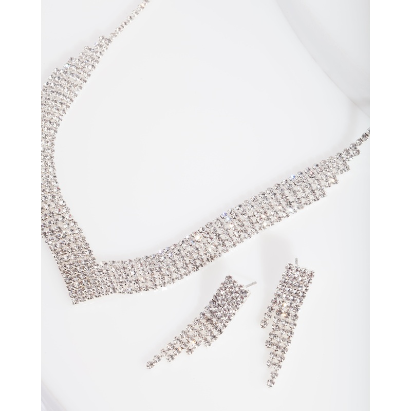 Silver Diamante Jewellery Set