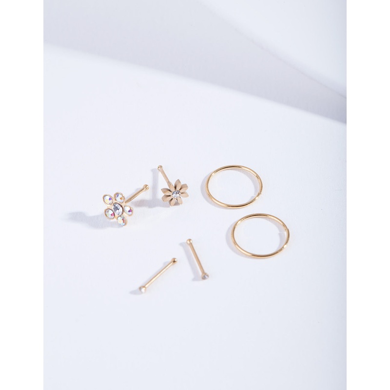 Gold Flower Nose Jewellery 6-Pack
