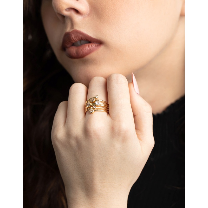 Gold Plated Cubic Zirconia Stone Ring