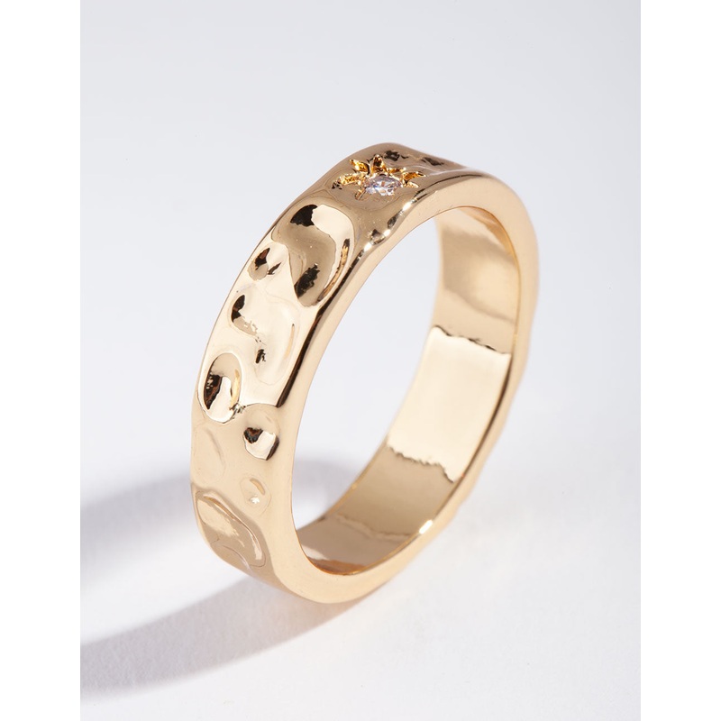 Gold Plated Molten Star Cubic Zirconia Ring