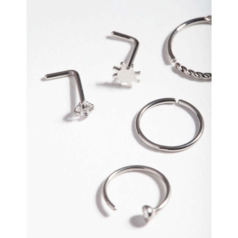 Surgical Steel Sun Twist Nose Jewellery 6-Pack