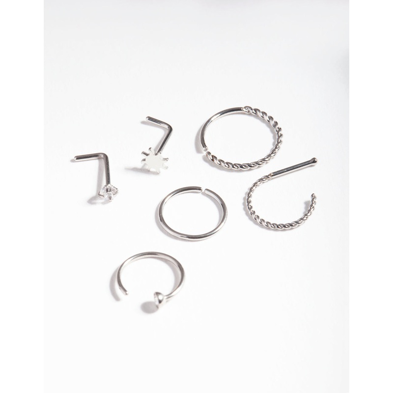 Surgical Steel Sun Twist Nose Jewellery 6-Pack