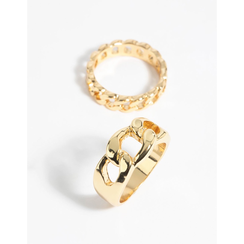 Gold Chain Ring Stack Pack|SM|ML