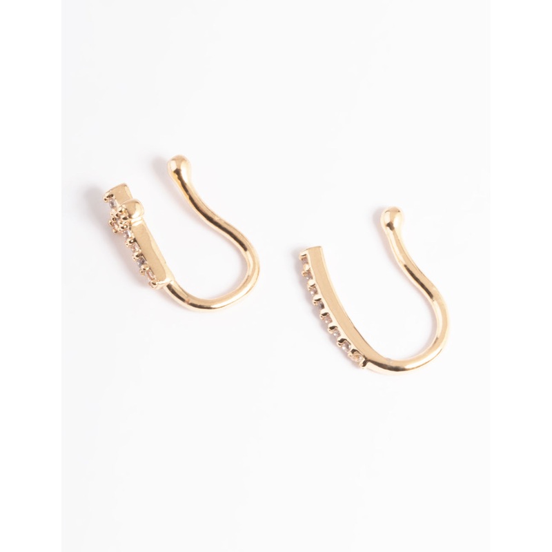 Gold Cubic Zirconia Faux Nose Ring Pack
