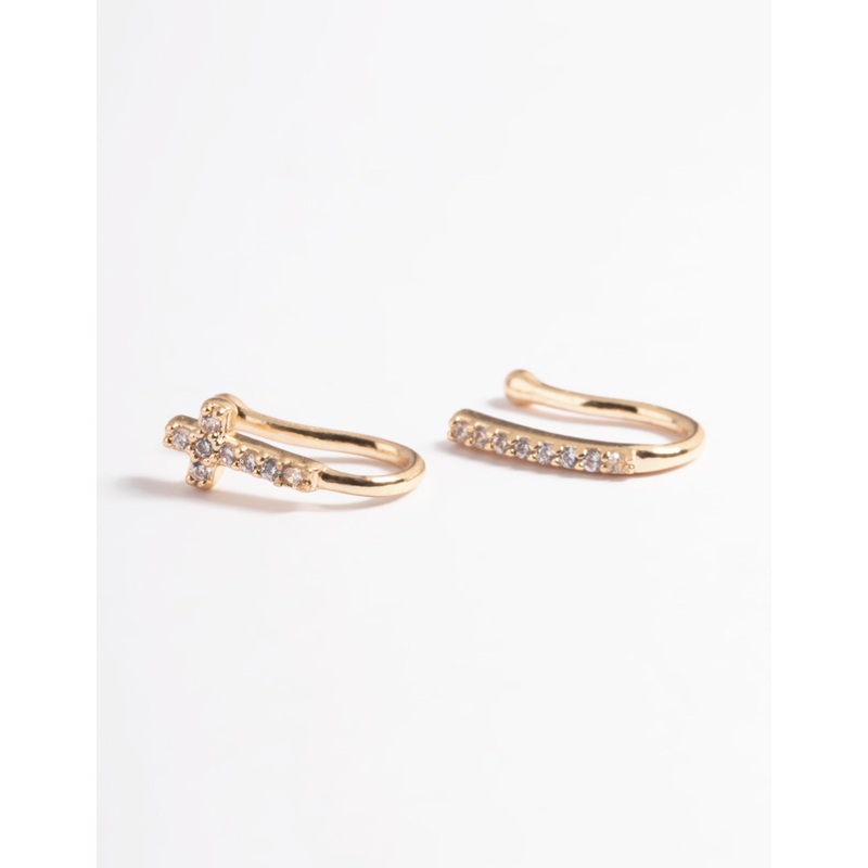 Gold Cubic Zirconia Faux Nose Ring Pack