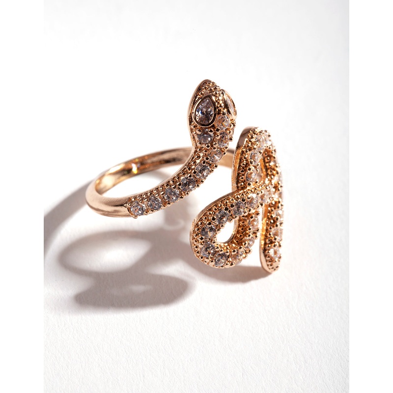 Gold Knotted Diamante Snake Ring