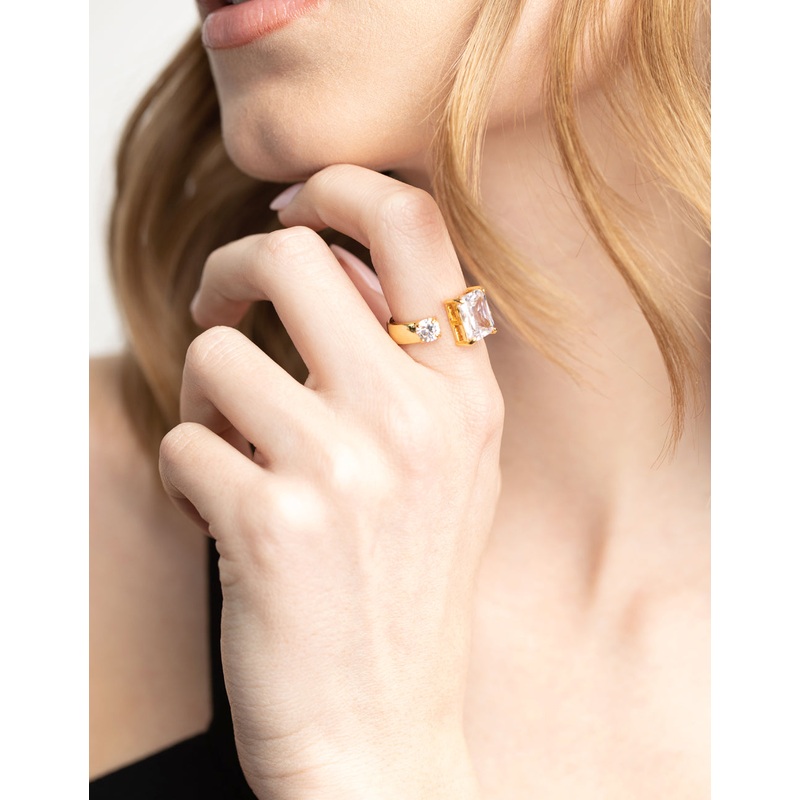 Gold Plated Cubic Zirconia Solitaire Ring