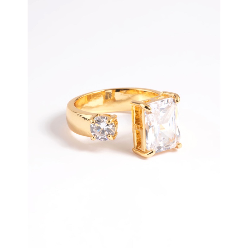 Gold Plated Cubic Zirconia Solitaire Ring