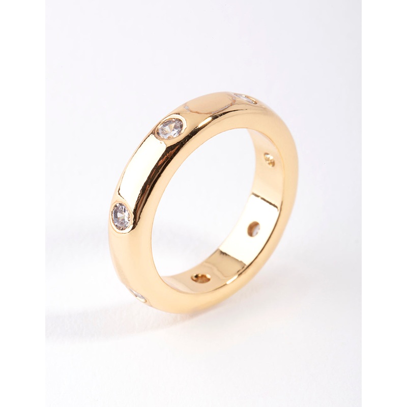 Gold Plated Mini Diamante Band Ring