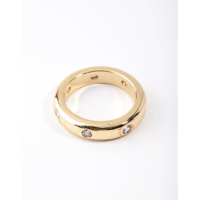 Gold Plated Mini Diamante Band Ring