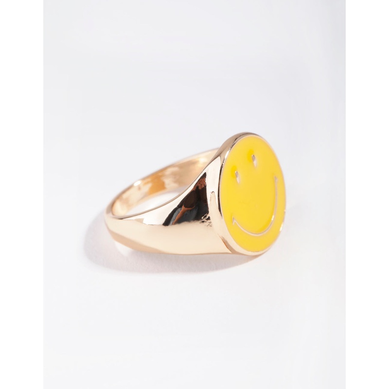 Gold Yellow Smiley Face Ring|SM|ML