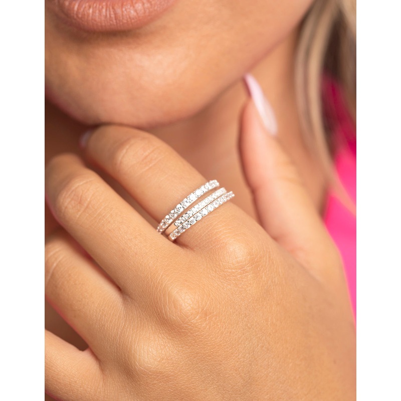 Silver Cubic Zirconia Fine Ring Stack
