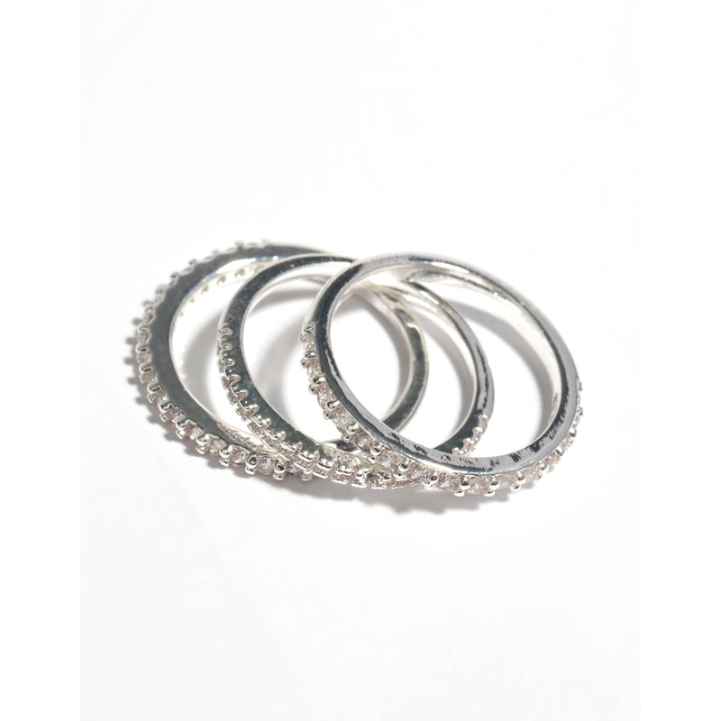 Silver Cubic Zirconia Fine Ring Stack