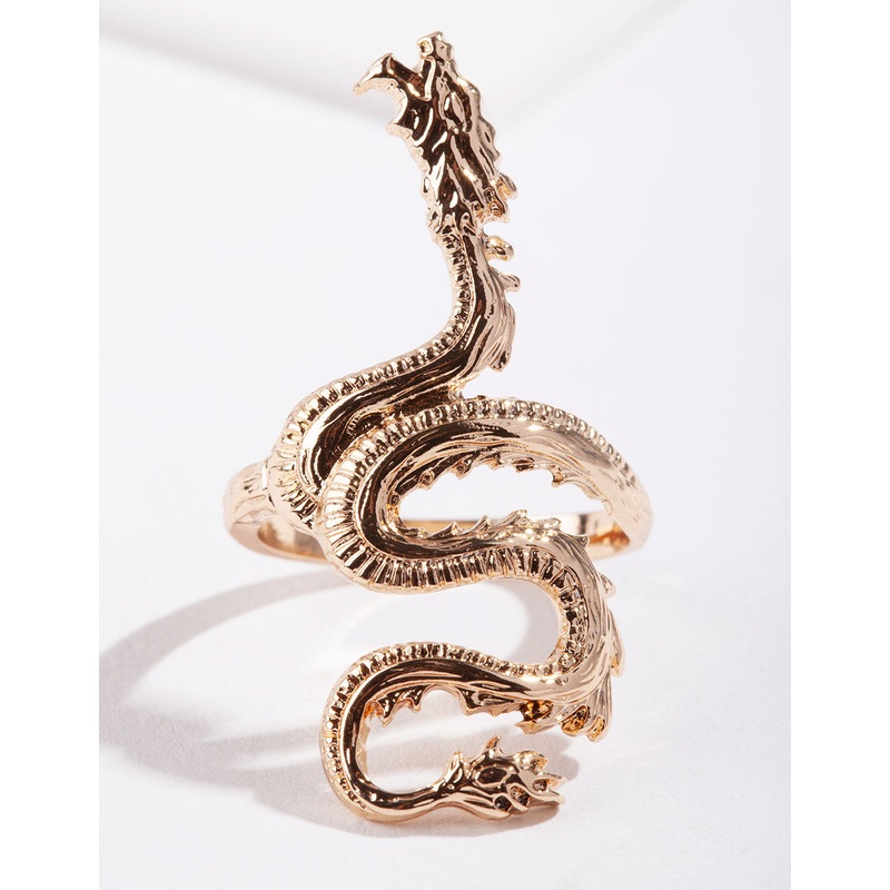 Gold Etched Dragon Ring|SM|ML