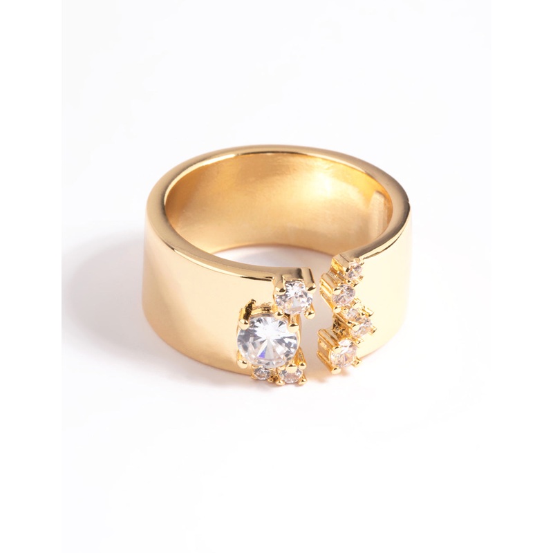 Gold Plated Cubic Zirconia Open Front Ring
