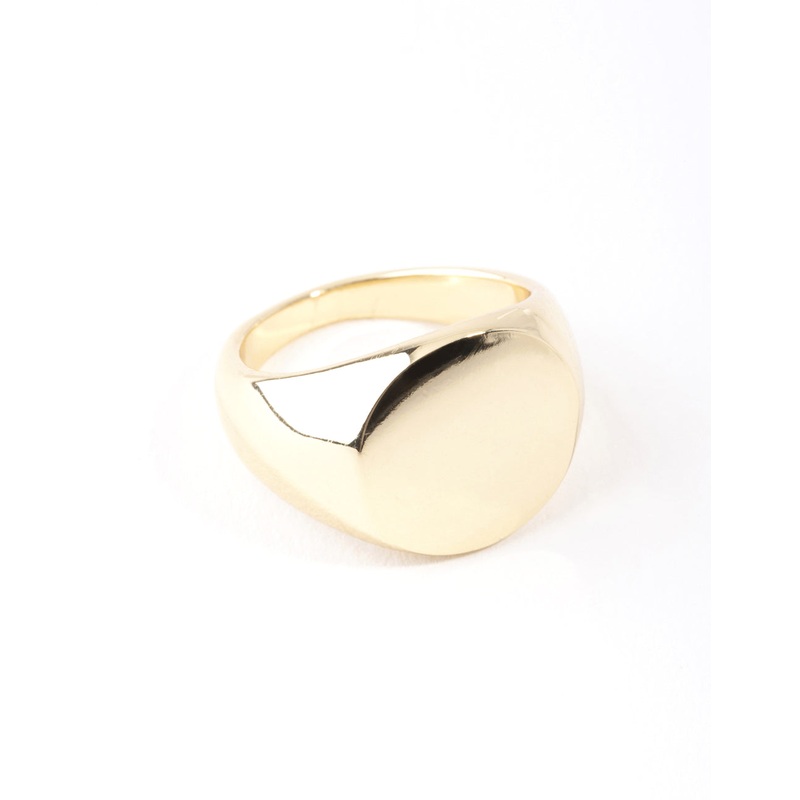 Gold Plated Plain Signet Ring|SM|ML