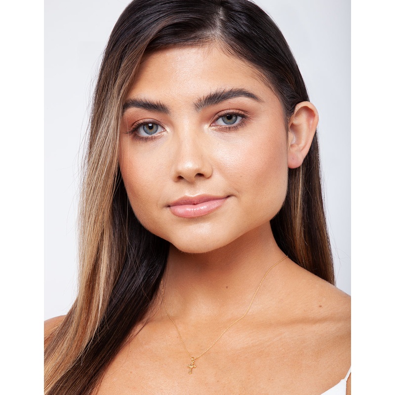 Gold Plated Sterling Silver Cross Necklace