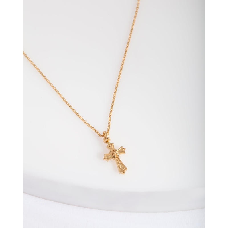 Gold Plated Sterling Silver Cross Necklace
