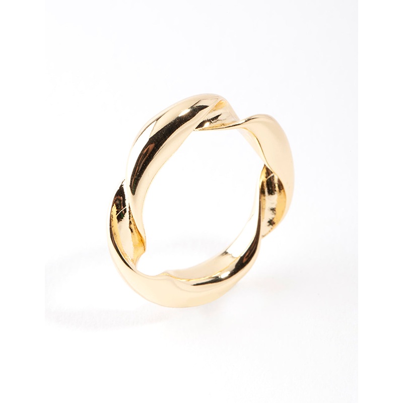 Gold Plated Twist Band Ring|SM|ML