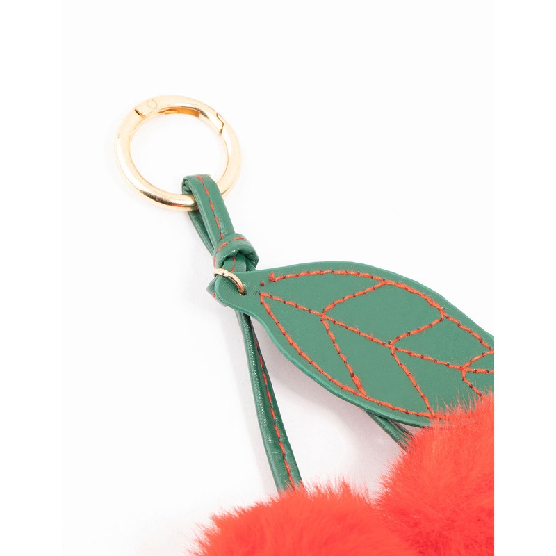 Cherry Fabric Key Chain