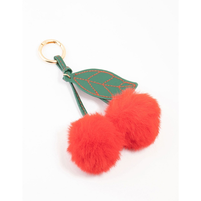 Cherry Fabric Key Chain