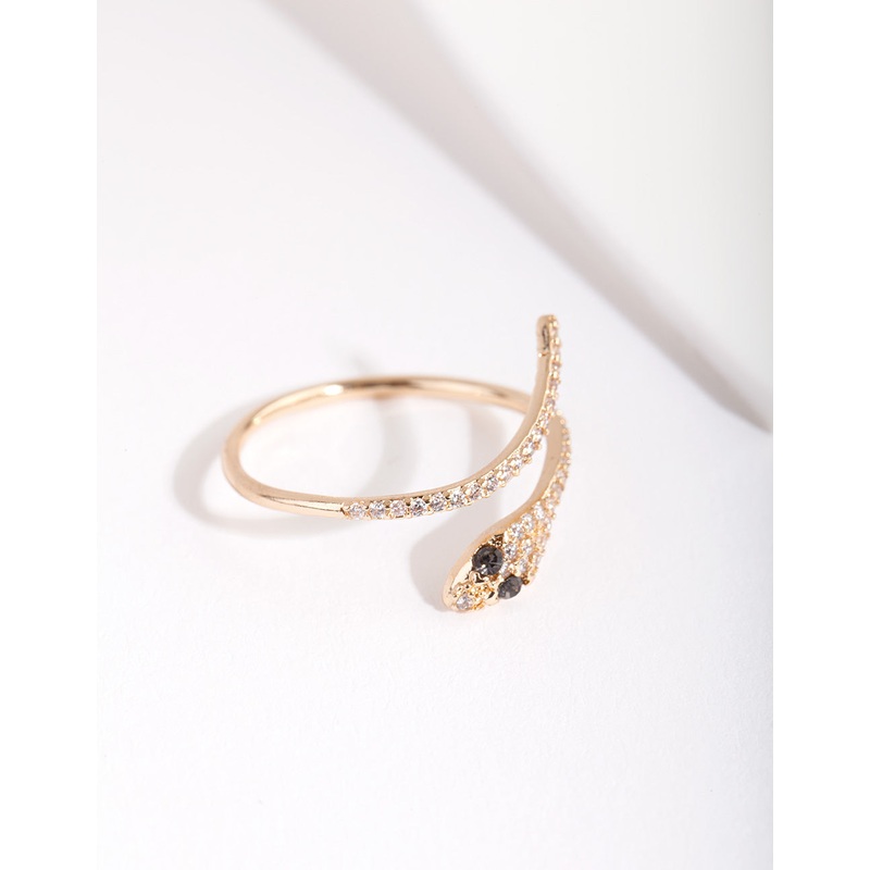 Gold Cubic Zirconia Wrap Snake Ring