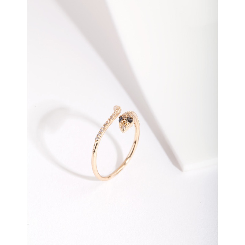 Gold Cubic Zirconia Wrap Snake Ring