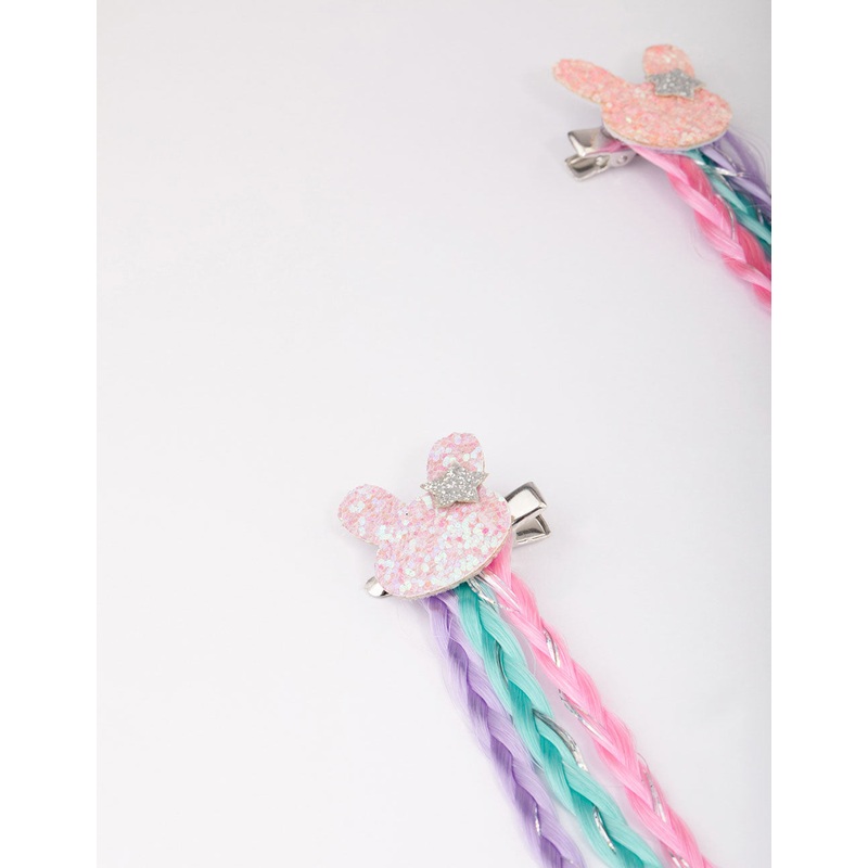 Kids Pastel Braided Bunny Hair Extension Clip