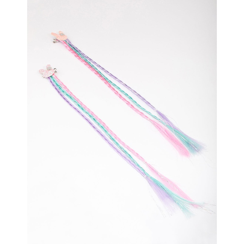 Kids Pastel Braided Bunny Hair Extension Clip