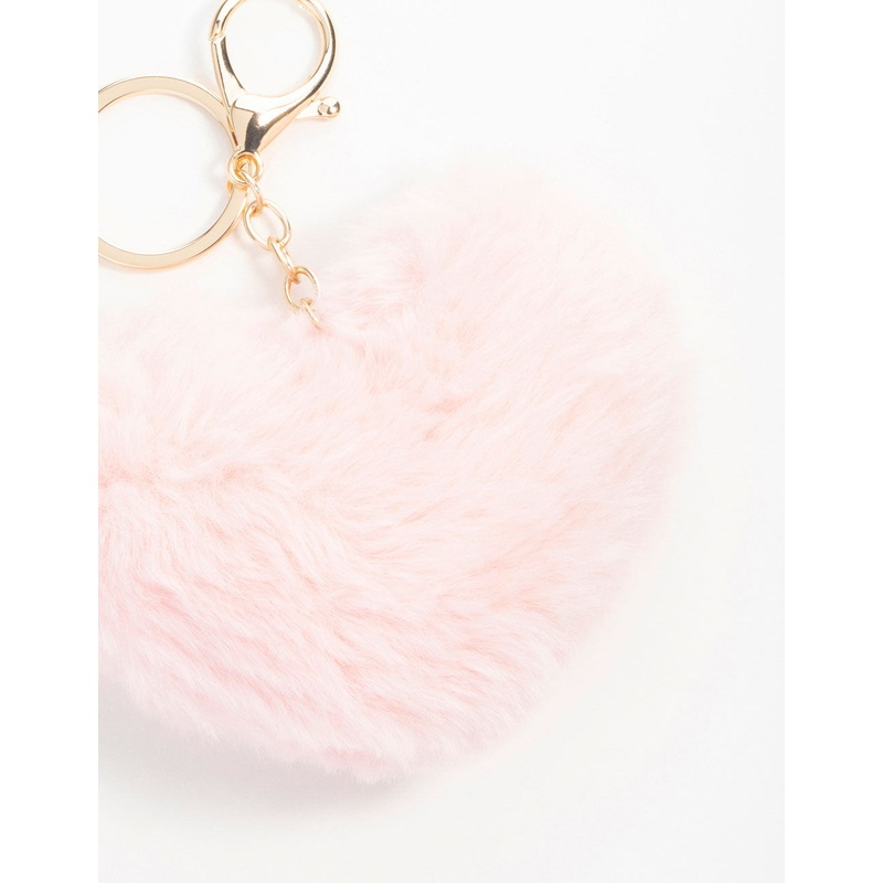 Pink Fabric Heart Keychain
