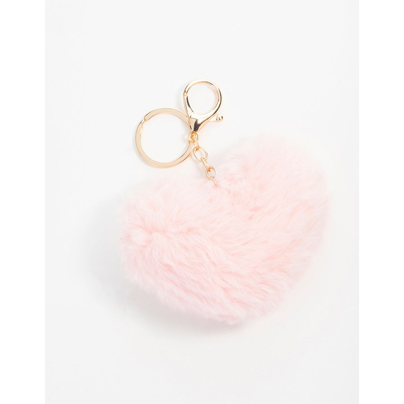 Pink Fabric Heart Keychain