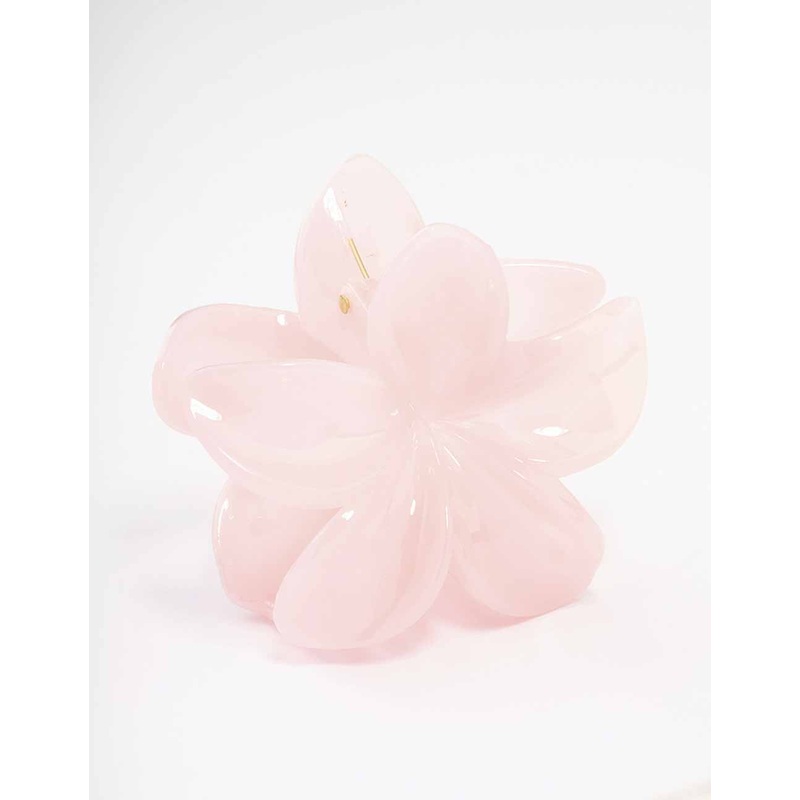 Pink Plain Hibiscus Hair Claw Clip