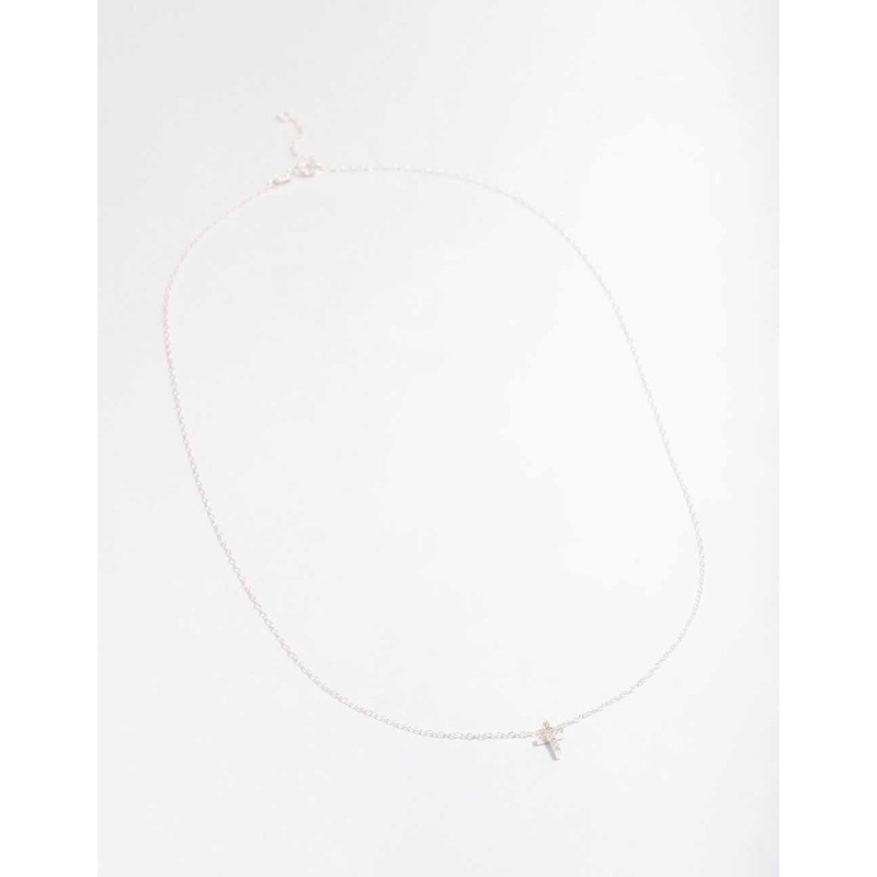 Sterling Silver Cubic Zirconia Cross Pendant Necklace