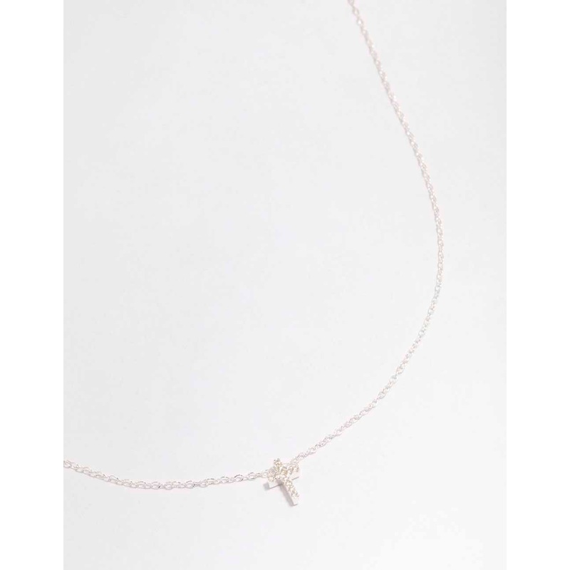 Sterling Silver Cubic Zirconia Cross Pendant Necklace