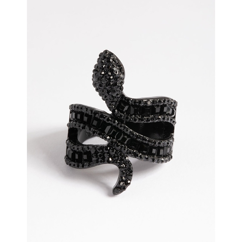 Black Baguette Snake Ring|SM|ML