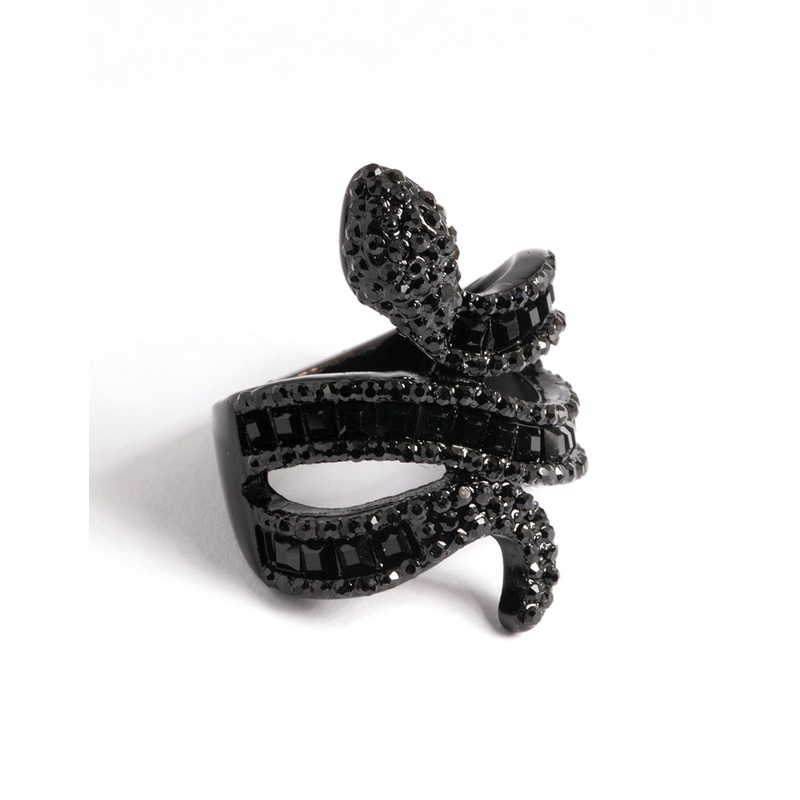 Black Baguette Snake Ring|SM|ML